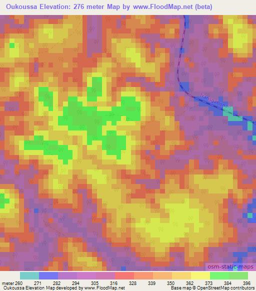 Oukoussa,Gabon Elevation Map