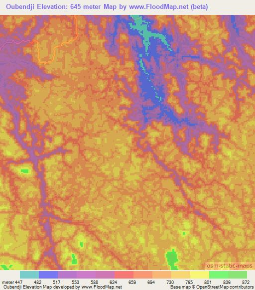 Oubendji,Gabon Elevation Map
