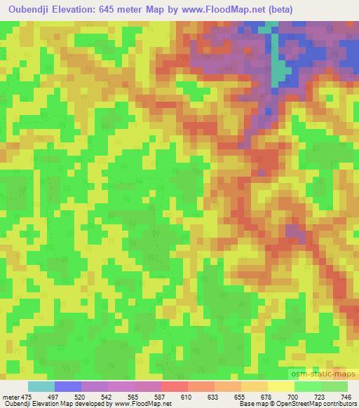 Oubendji,Gabon Elevation Map