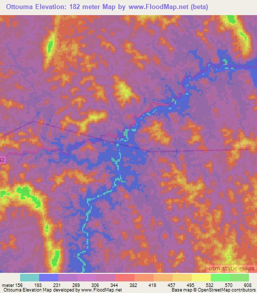 Ottouma,Gabon Elevation Map