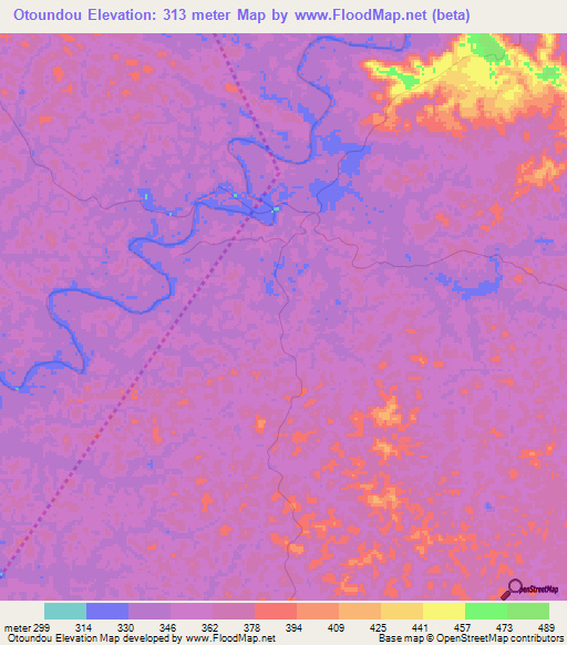 Otoundou,Gabon Elevation Map