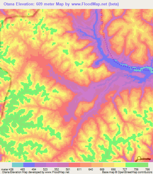 Otana,Gabon Elevation Map