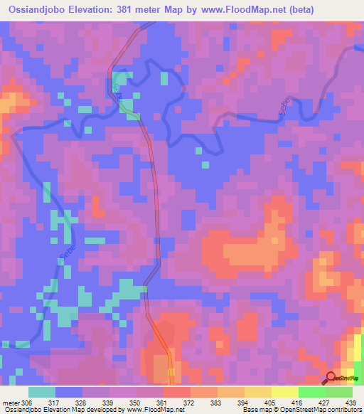 Ossiandjobo,Gabon Elevation Map