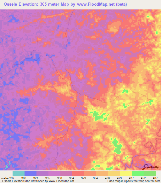 Ossele,Gabon Elevation Map