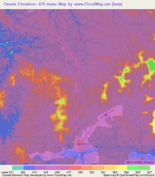 Ossele,Gabon Elevation Map