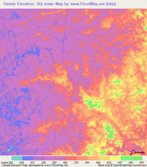 Ossele,Gabon Elevation Map