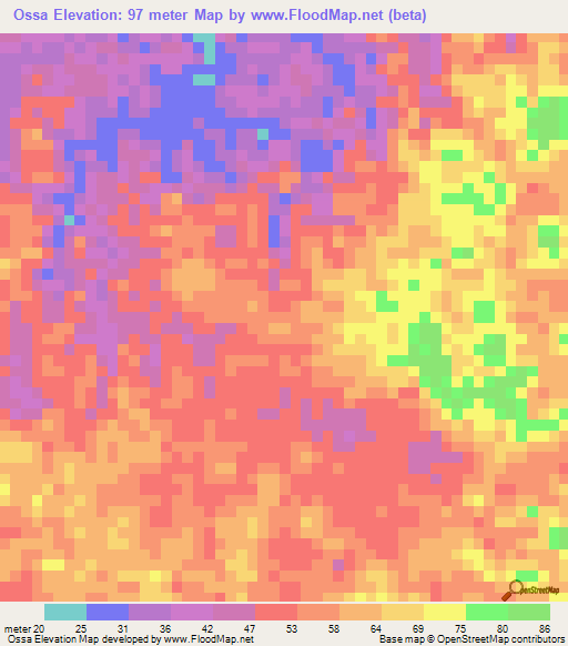 Ossa,Gabon Elevation Map
