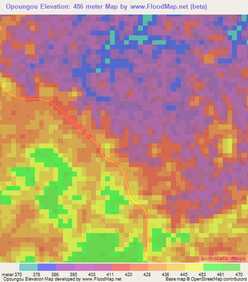 Opoungou,Gabon Elevation Map