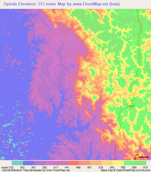 Opinda,Gabon Elevation Map