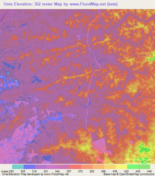 Onia,Gabon Elevation Map