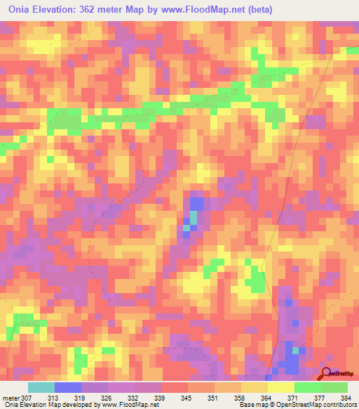 Onia,Gabon Elevation Map
