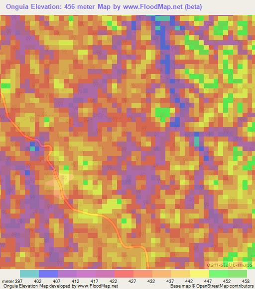 Onguia,Gabon Elevation Map