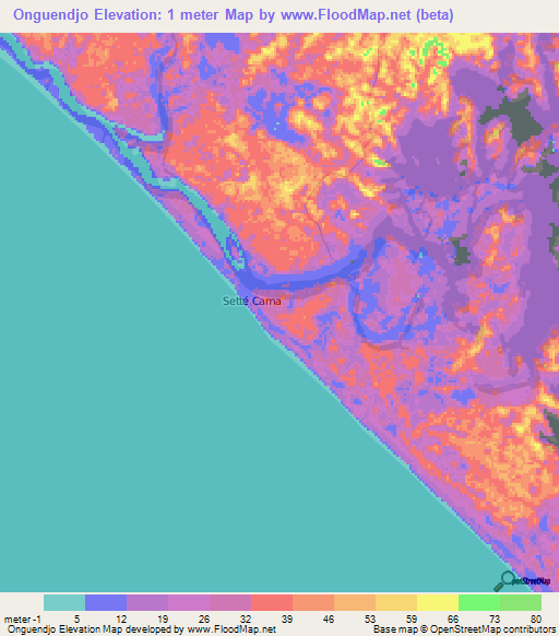 Onguendjo,Gabon Elevation Map