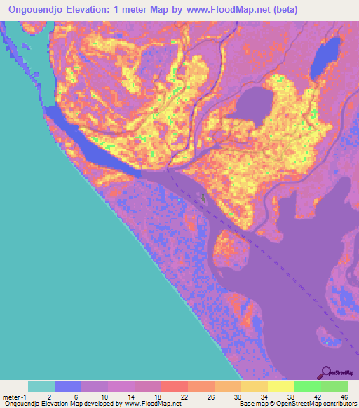 Ongouendjo,Gabon Elevation Map