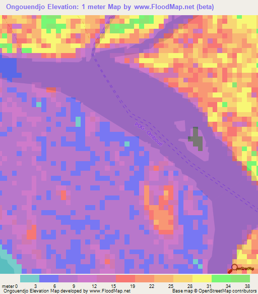 Ongouendjo,Gabon Elevation Map