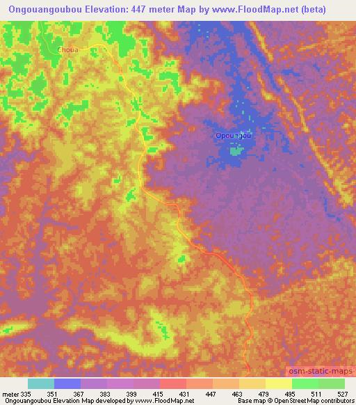 Ongouangoubou,Gabon Elevation Map