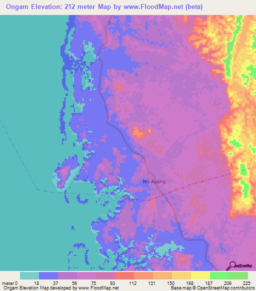 Ongam,Gabon Elevation Map