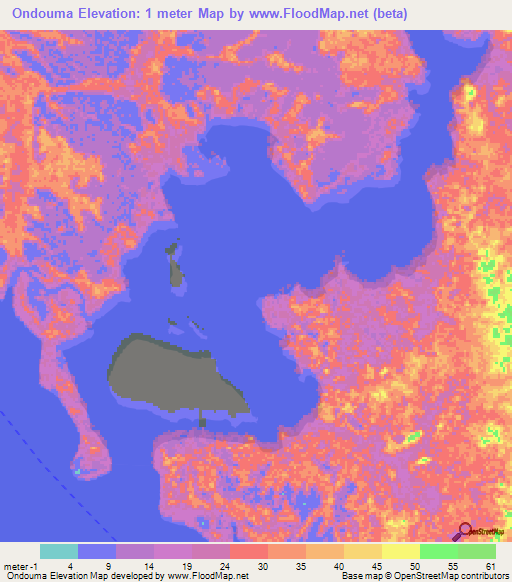 Ondouma,Gabon Elevation Map