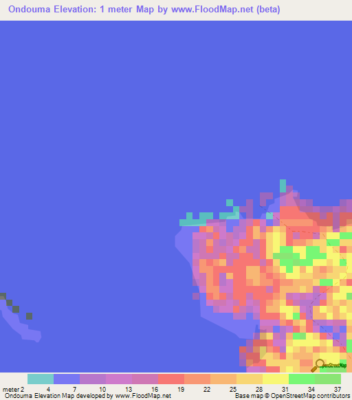 Ondouma,Gabon Elevation Map