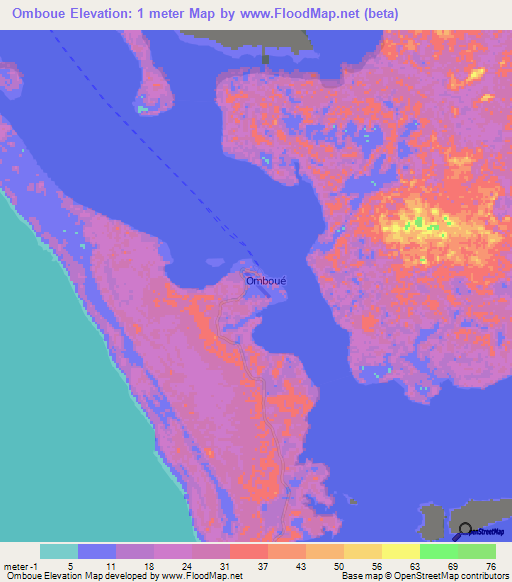 Omboue,Gabon Elevation Map