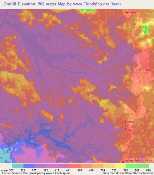 Ombili,Gabon Elevation Map