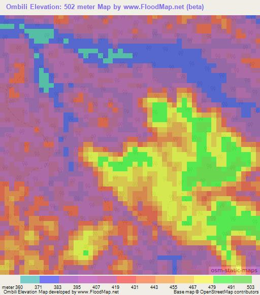 Ombili,Gabon Elevation Map