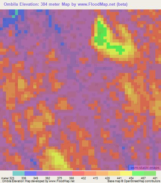 Ombila,Gabon Elevation Map