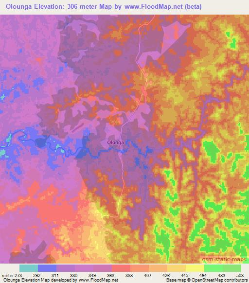 Olounga,Gabon Elevation Map