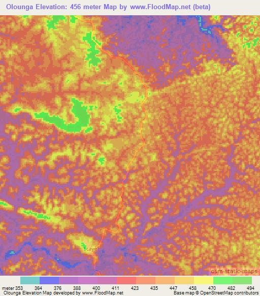 Olounga,Gabon Elevation Map