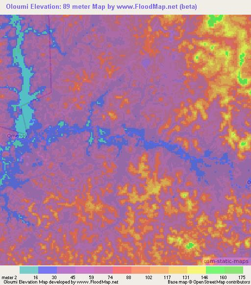 Oloumi,Gabon Elevation Map