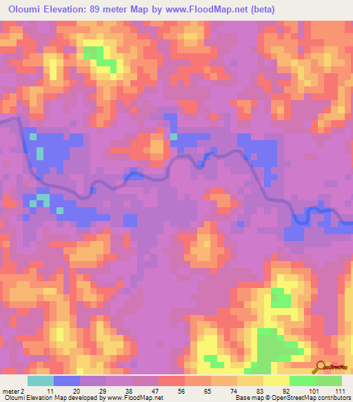 Oloumi,Gabon Elevation Map