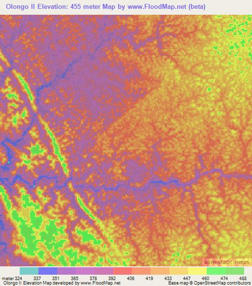 Olongo II,Gabon Elevation Map
