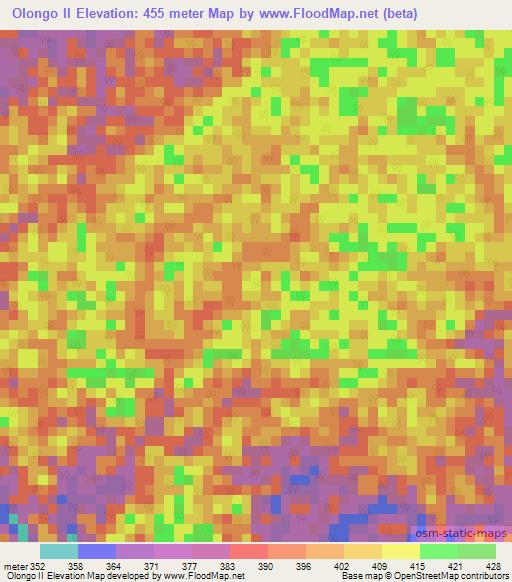 Olongo II,Gabon Elevation Map