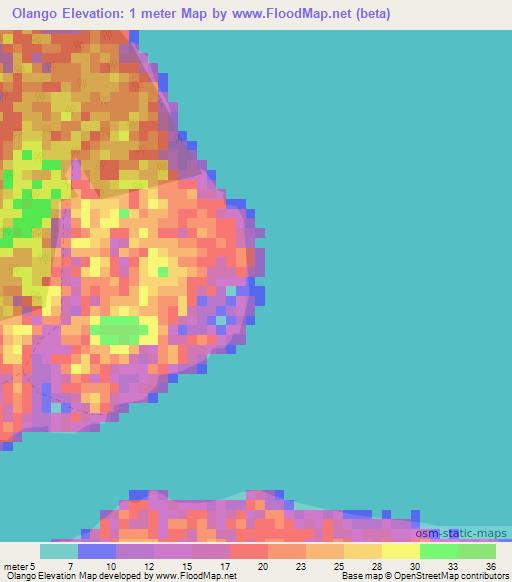 Olango,Gabon Elevation Map