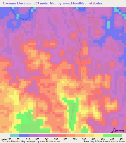 Okouma,Gabon Elevation Map