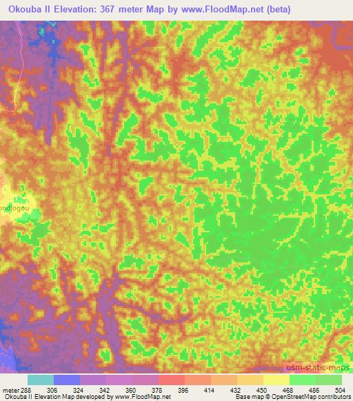 Okouba II,Gabon Elevation Map