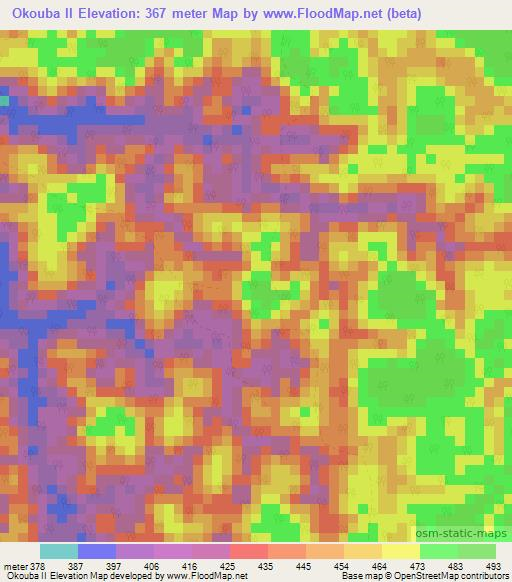 Okouba II,Gabon Elevation Map