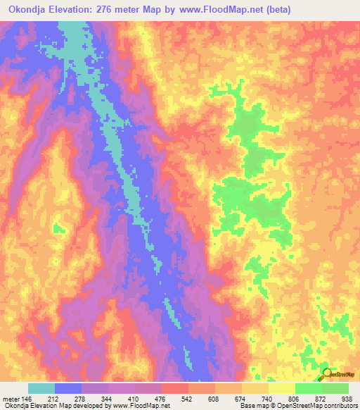 Okondja,Gabon Elevation Map