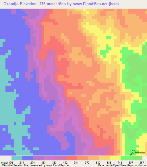 Okondja,Gabon Elevation Map