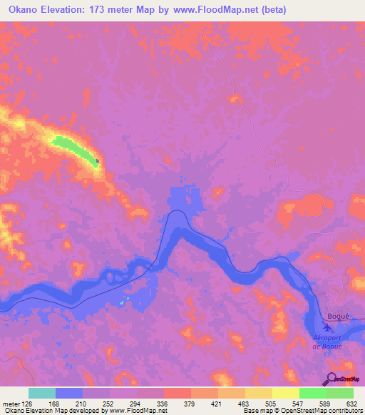 Okano,Gabon Elevation Map