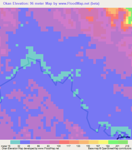 Okan,Gabon Elevation Map