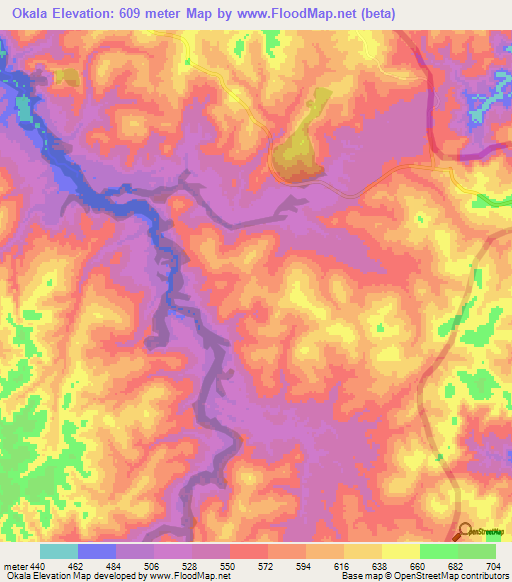 Okala,Gabon Elevation Map