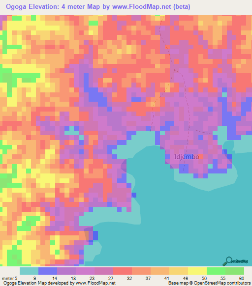 Ogoga,Gabon Elevation Map