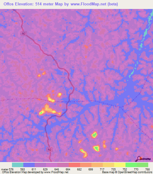 Offos,Gabon Elevation Map