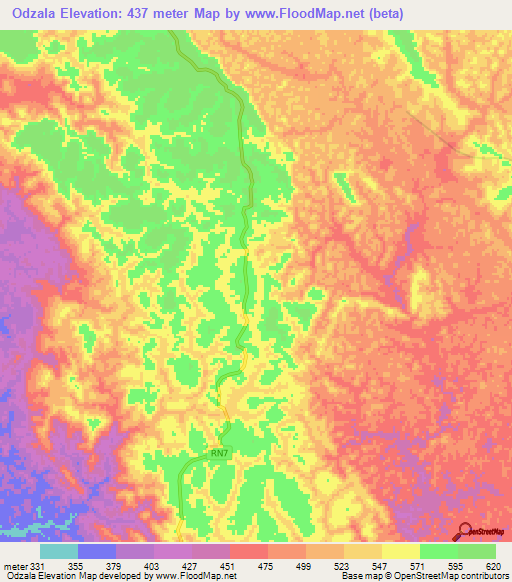 Odzala,Gabon Elevation Map