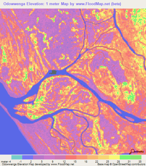 Odowwenga,Gabon Elevation Map