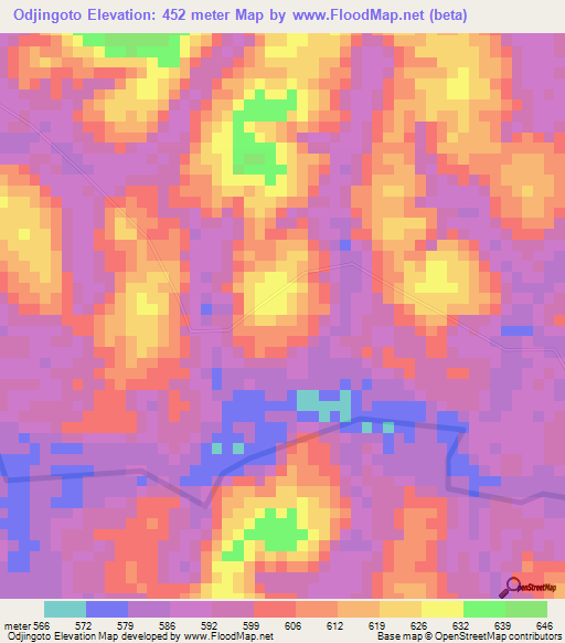 Odjingoto,Gabon Elevation Map