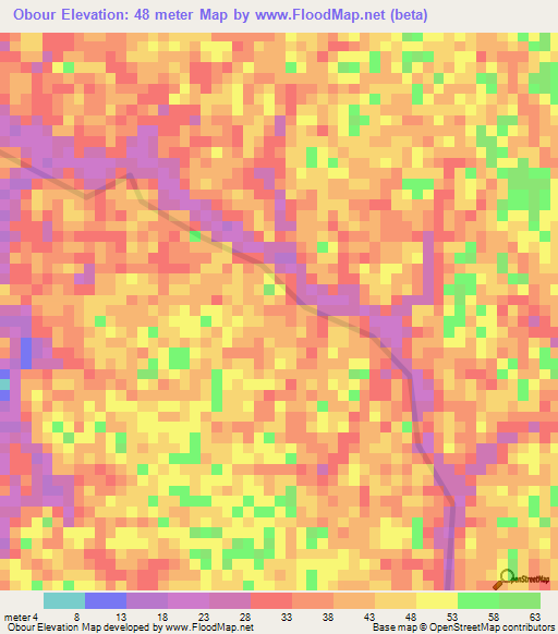 Obour,Gabon Elevation Map