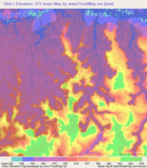 Obia I,Gabon Elevation Map