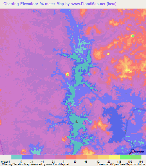 Oberting,Gabon Elevation Map